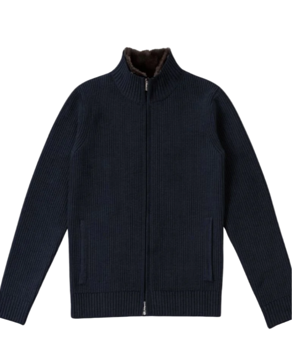 Navy Brushed Wool Blouson