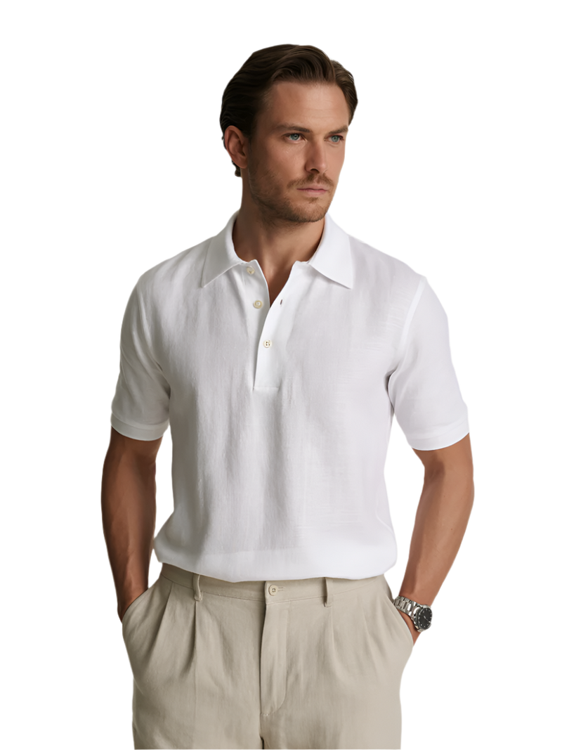 White Linen  Portofino Polo Shirt